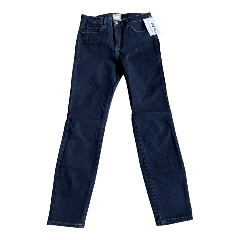 L'AGENCE Margot High Rise Skinny Jeans Dark Blue Minuit Revolve Denim 26 NWT - Picture 2 of 9